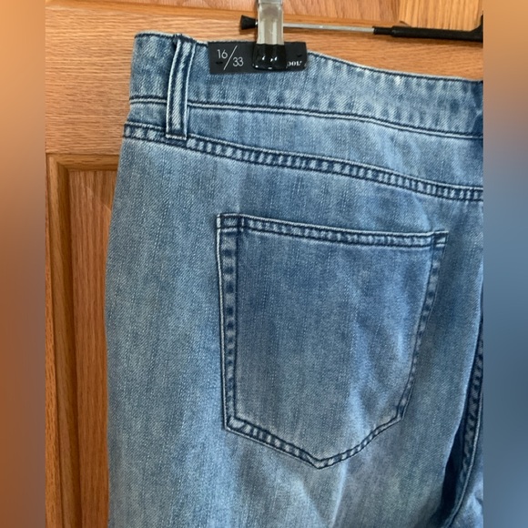 Liverpool High Waisted Wide Leg Cropped Jeans With Raw Frayed Hem Size 16/33 - Picture 5 of 10